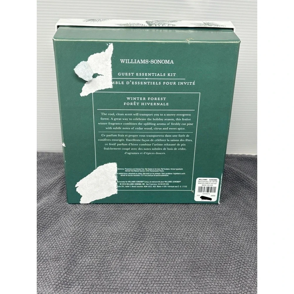 Williams Sonoma Winter Forest Guest Essentials Kit Soap Lotion Candle Pine Cedar